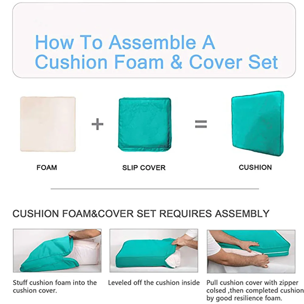 Deep Seat Patio Cushions 24x24 Outdoor Breathable Water-Resistant Soft Cushion With Back Cushions For Backyard Couch Sofa
