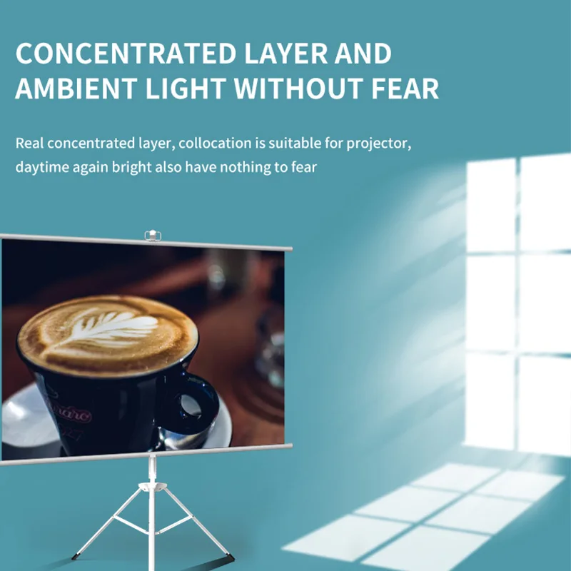 84 inch 16:9 Mobile portable anti-light metal projector floor stand tripod screen Home Office ALR projection screen
