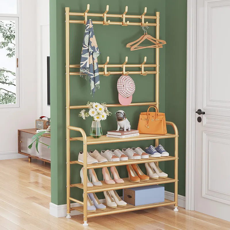 Smart-Furn 3 in 1 Entrance Coat Rack with Shoe Bench 4-5 tiers Storage Shelves Freestanding Shoes Rack for Home Office Bedroom