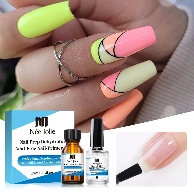 Professional Bonding Nail Prep Dehydrator Acid-free Acrylic Uv Gel Base Coat Primer Air Dry Nail Art Primer 2 Pcs/set