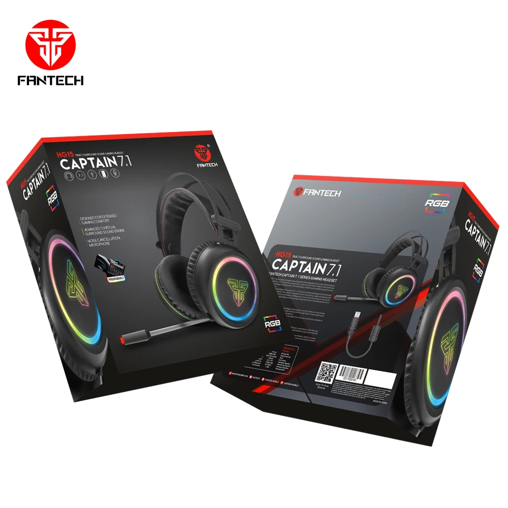 Fantech HG15 High Quality Custom Logo Design 7.1 Surround RGB Gaming Headphone