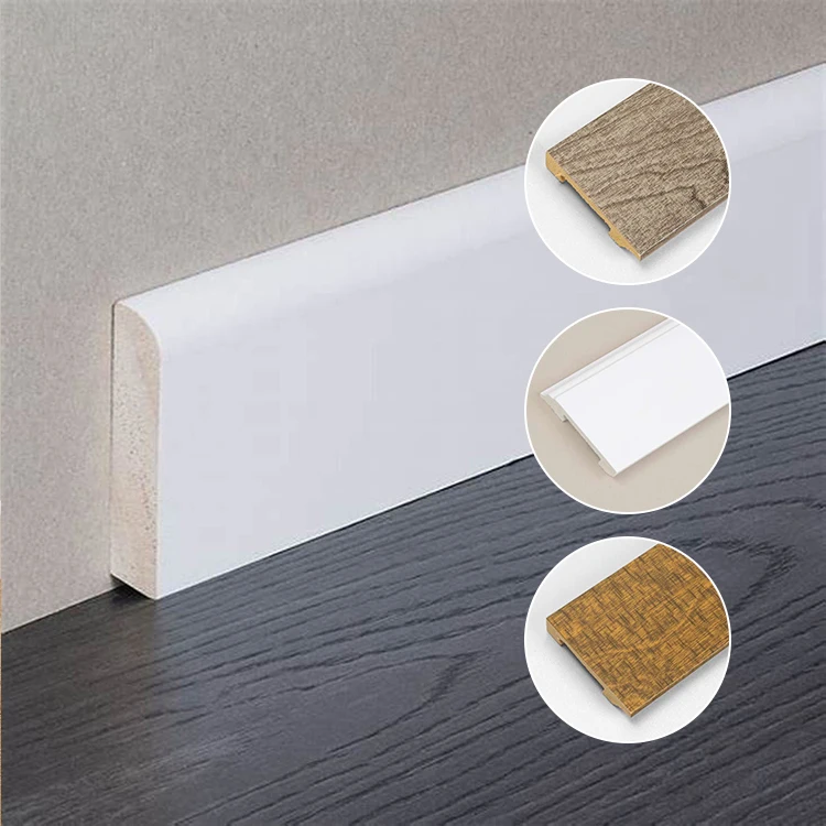 Primed Wooden Molding Manufacturers Square Primed Pine MDF Baseboard Molding