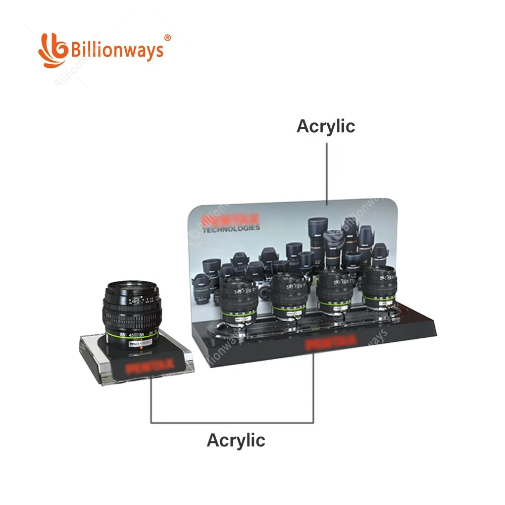Оптовая продажа индивидуальный прозрачный черный красный акриловый держатель объектива камеры для магазина