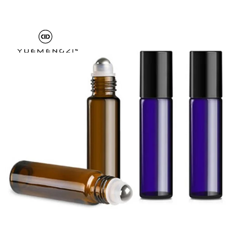 
8ML10ML Thick Bottom Gradient Roll On Glass Bottles 10ml Refillable Glass Perfume Oil Lip Balm Container With Metal Roller Ball 