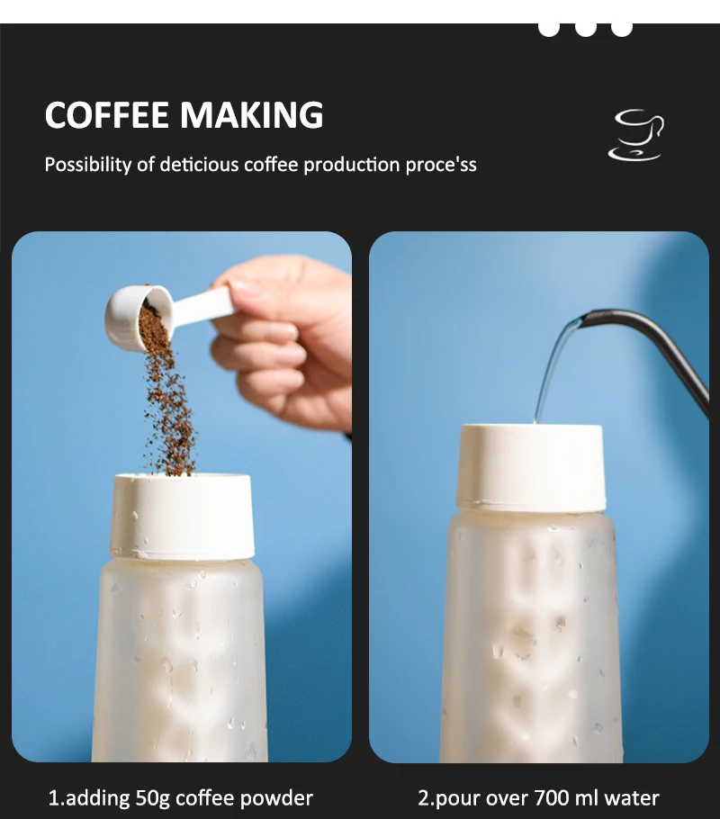 Hot Seller Portable Cold Brew Coffee Maker and Tea Brewer Carafe for Home or Office 550ml 750ml