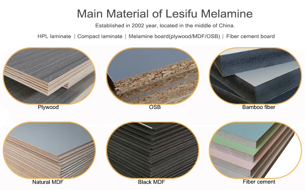 Lesifu cheapest 18mm E1 E2 E0 grade glue Melamine MDF Board