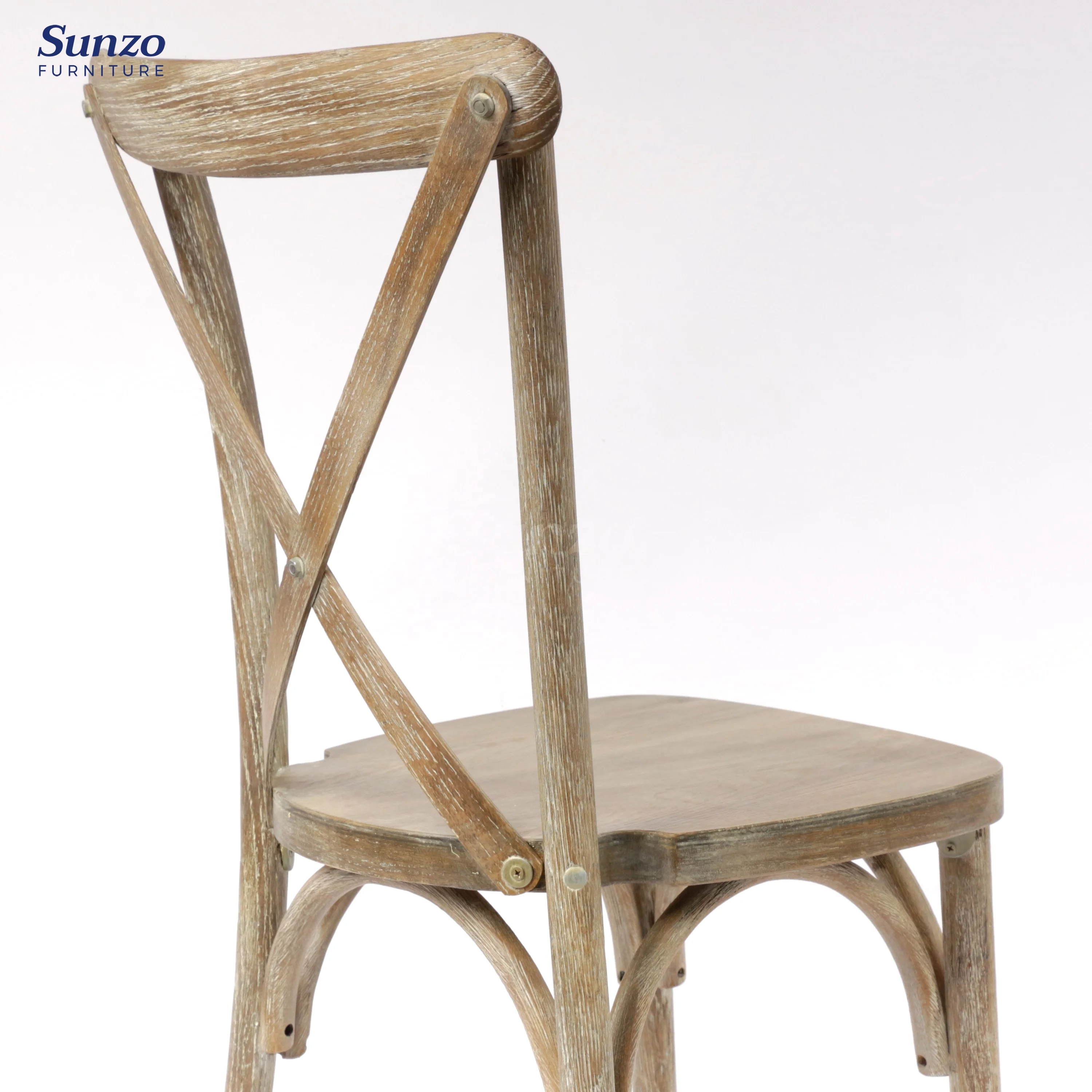 Sunzo Furniture Vintage X Crossback Chairs Stackable Wooden Wedding Dining Chairs