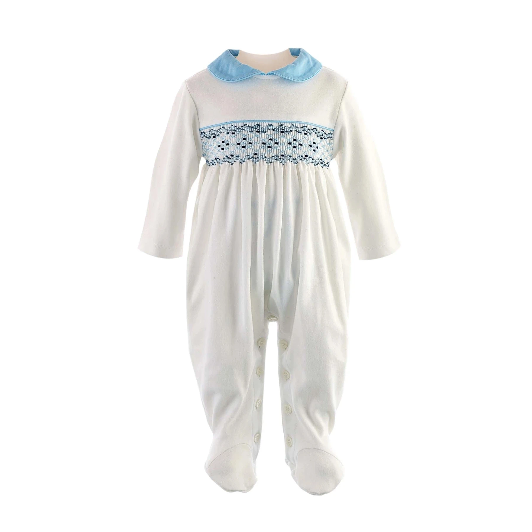 Unisex Baby Organic Cotton Onesie Rompers Jumpsuit Footed Pajama peter pan collar trimmed babygro