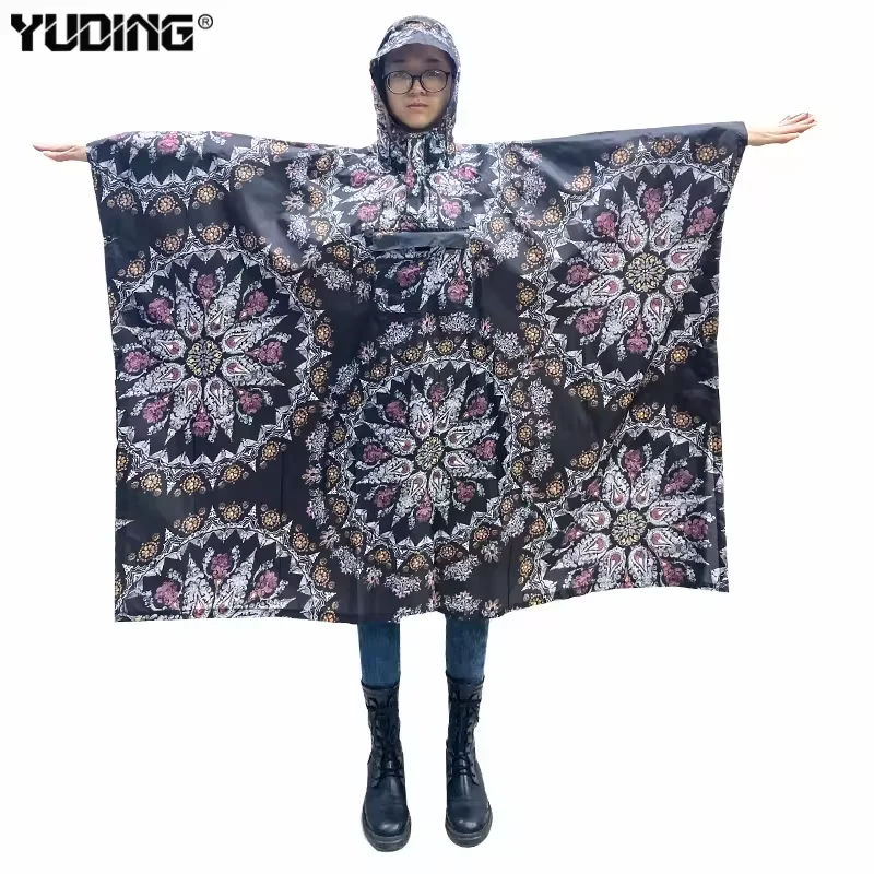Wholesale Custom Adult Women Bohemian Polyester Reusable Rain Poncho  Waterproof Raincoat