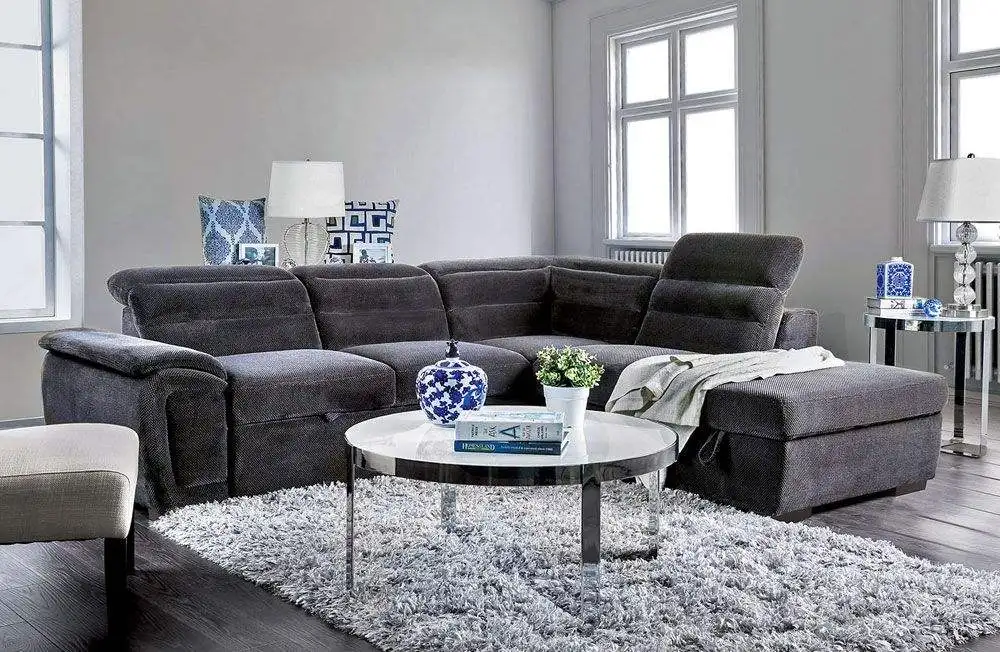 Light luxury corner couch ,China factory directly price L shaped sofas furniture Storage sofa set