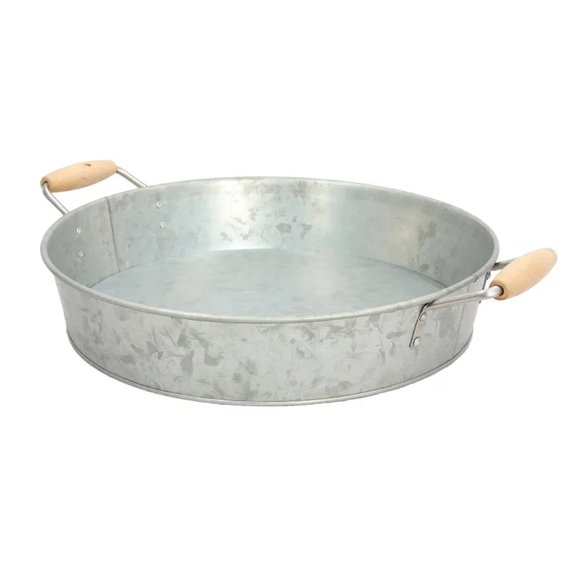 Wholesale Handmade Decorative  Kitchen Food Burger Galvanized Serving Tray With Handle