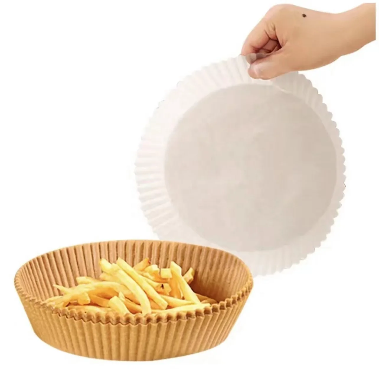50 PCS Wholesale Custom Size Air Fryer Parchment Paper High Temperature Non-stick Basket Mat For Frying Pan Dutch Oven Liners