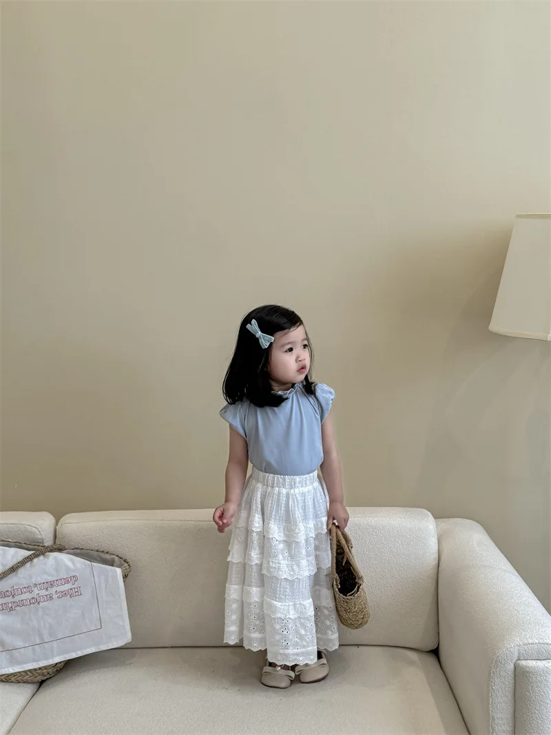 Wholesale fashion skirt set for girls korean style children boutique clothing cute short sleeve kids girls clothes sets
