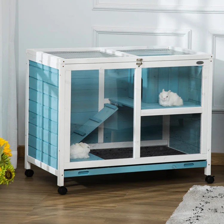 Indoor Garden Living Room Bedroom Office Sofa Side Rabbit Hutch Wooden Pet Rat Rabbit Cages Houses Furniture