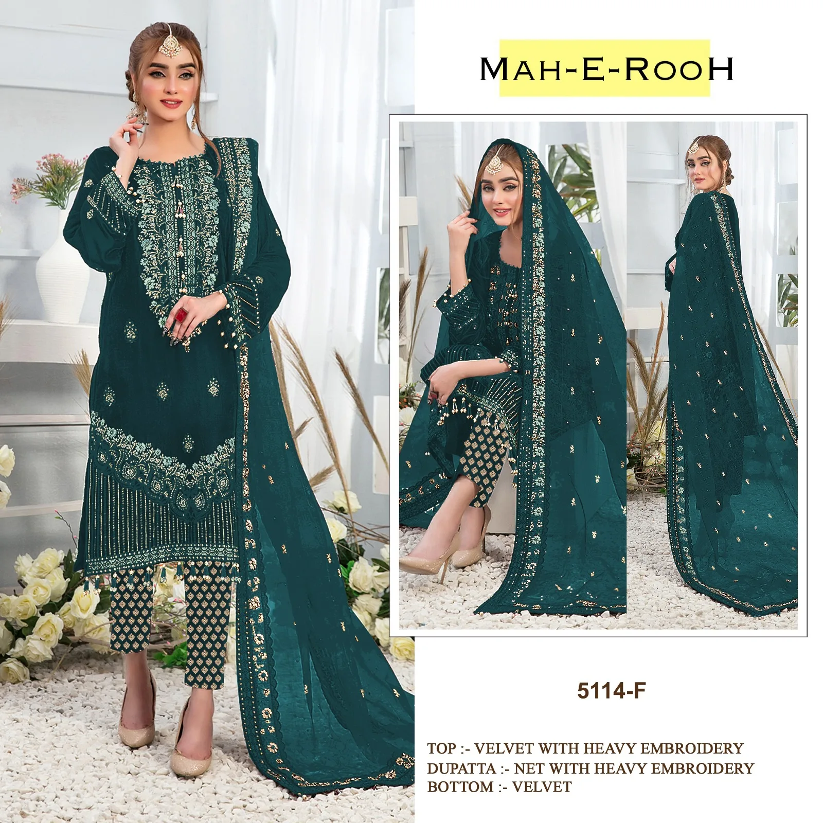 New Arrival Pure Viscos Velvet with Embroidery Sequence Work Salwar Kameez for Women Wear Pakistani Suit