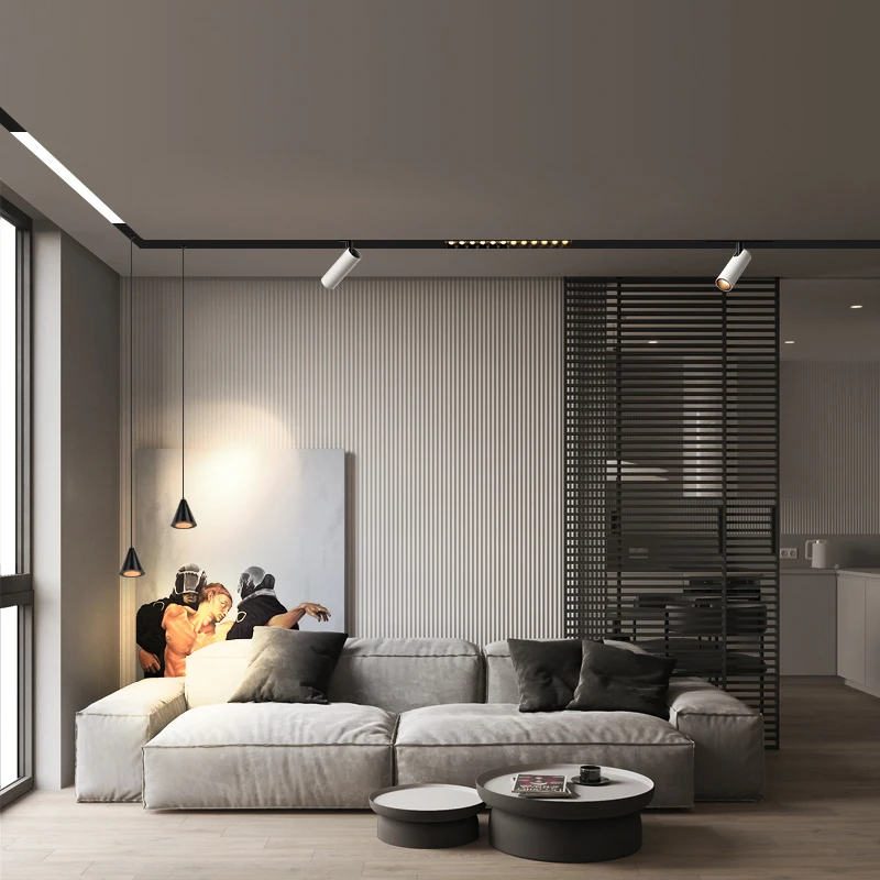 Modern track lights system zoom adjustable linear pendant led spot lamp magnetic track light