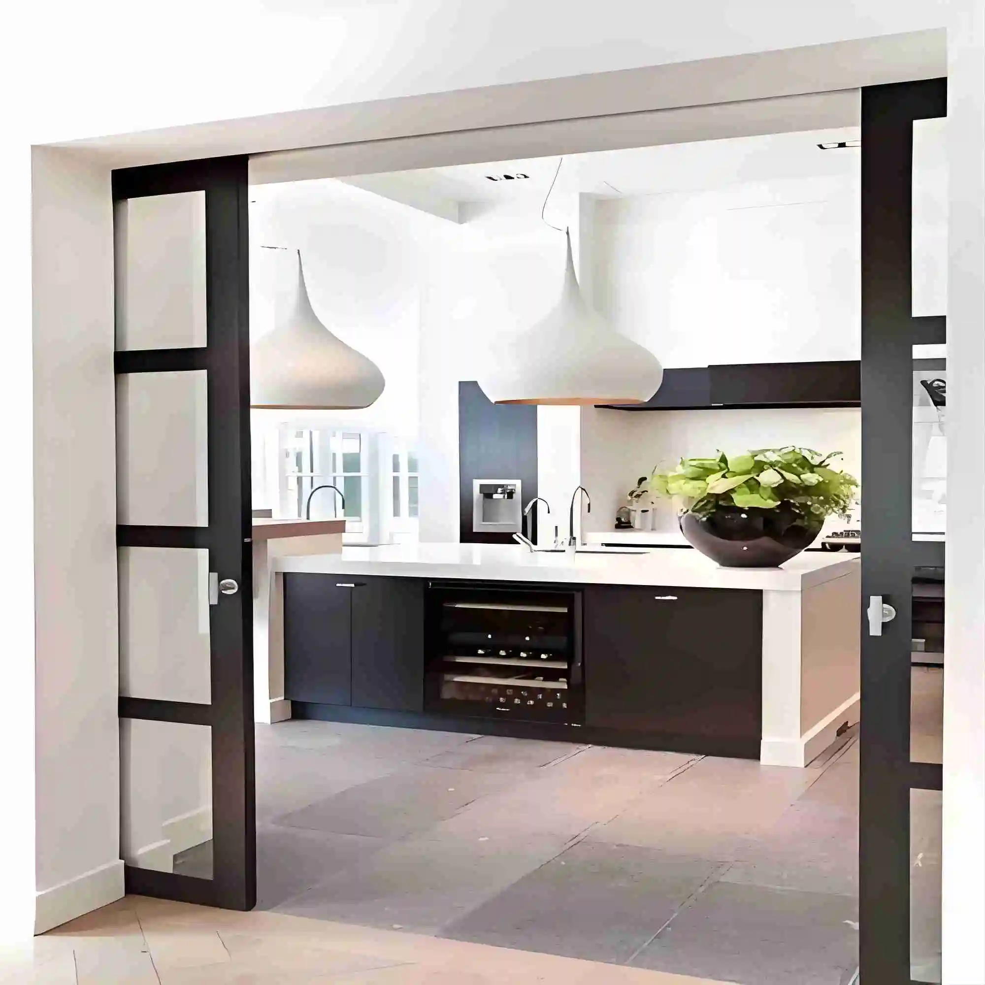 Exterior or Interior Sliding Door Pocket doors Aluminium Glazed Sliding Doors with Optional Low-threshold Track