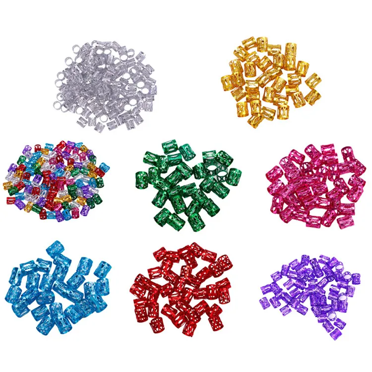
Hair Braid Dreadlock Beads Colorful Plated Cuff Clip For Synthetic Crochet Braiding Hair Decoration Accessories 