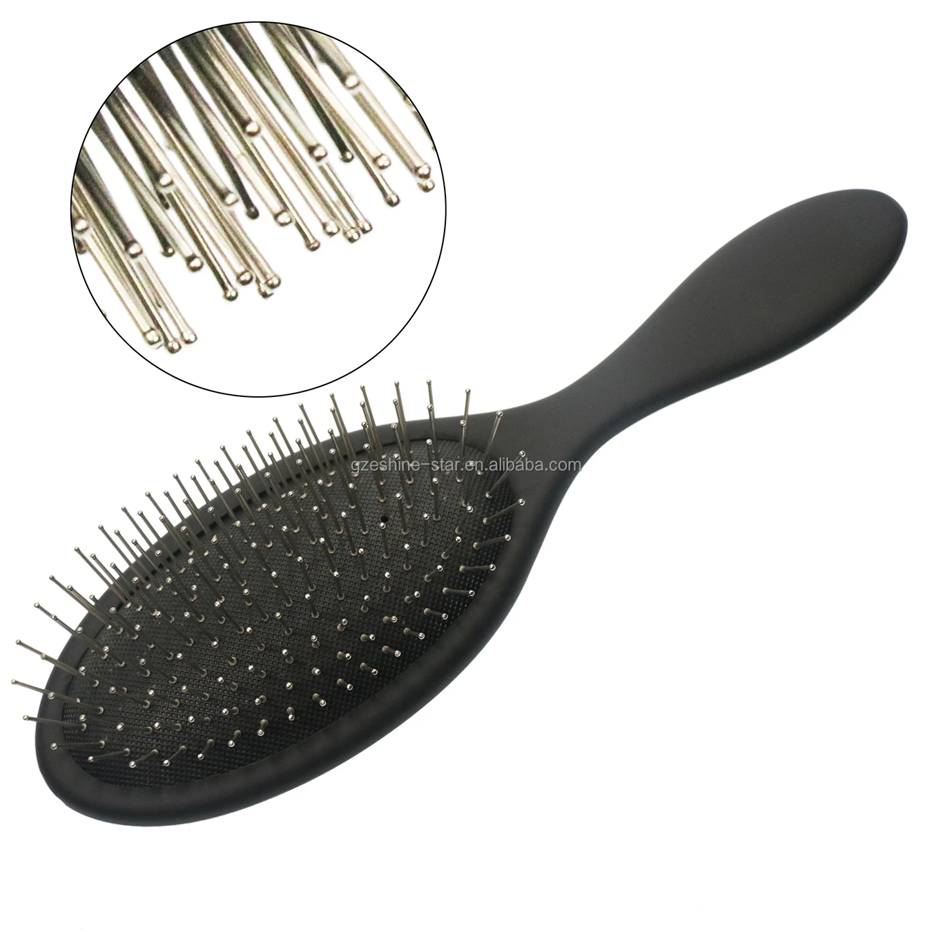 Custom Private Logo Black Metal Pin with Round Ball Medium Air Cushion Paddle Brush Metal Pin Brush