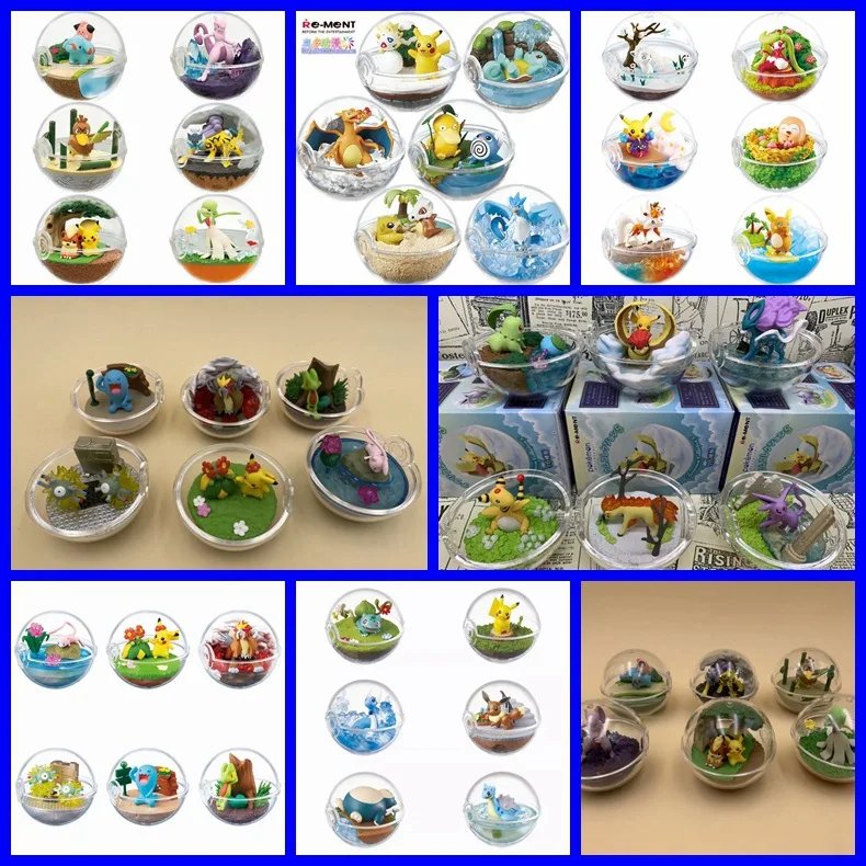 Hot Sale 6-piece set Pokemoned Action Figures Poke Ball Pocket Monster pika-chu Bulbasaur Blind Box Figure Ornaments