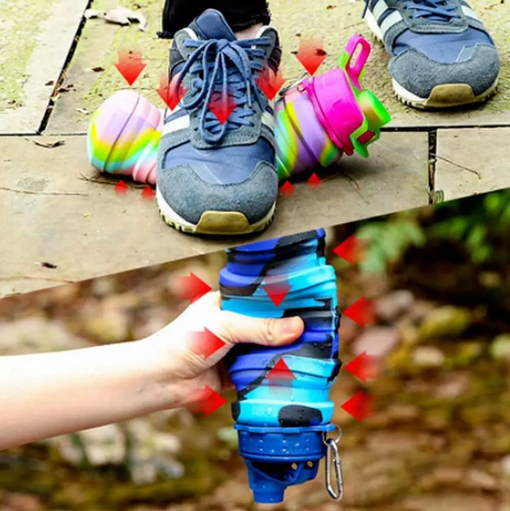 New Novelty Silicone Drinking Collapsible Water Bottle Travel Outdoor Foldable Water Bottle