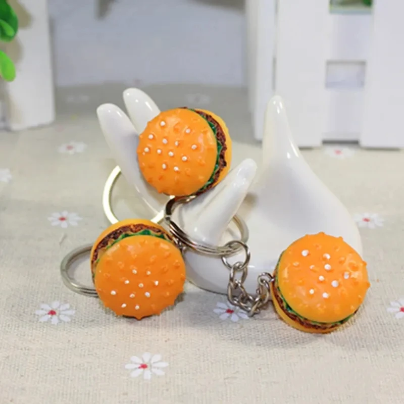 Burger keychain cartoon burger creative simulation food bread french fries holiday small gift online shop giveaway