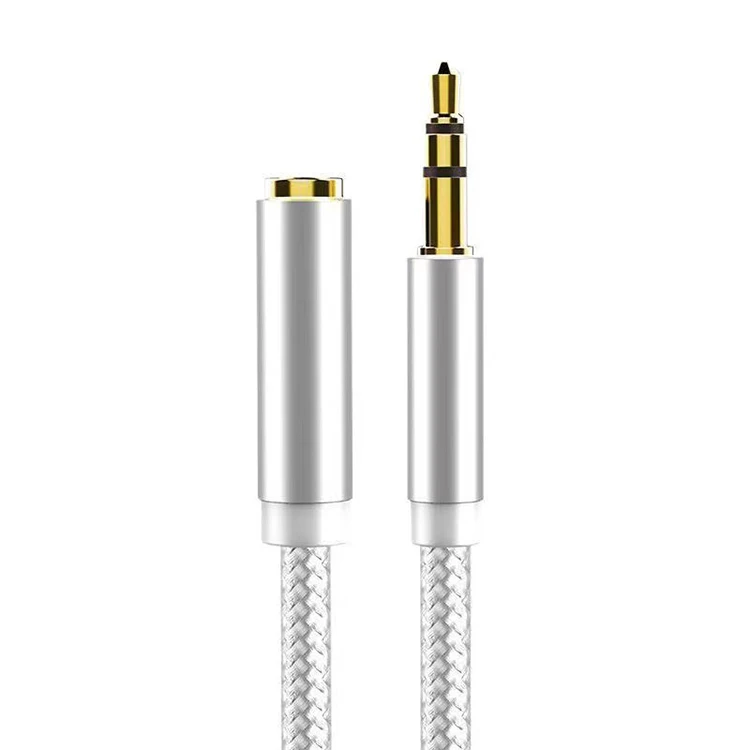 Custom Logo 1M 2M Aluminum Alloy Nylon Braided AUX Cable Male to Female 3.5mm Audio Extension Cable for MP4