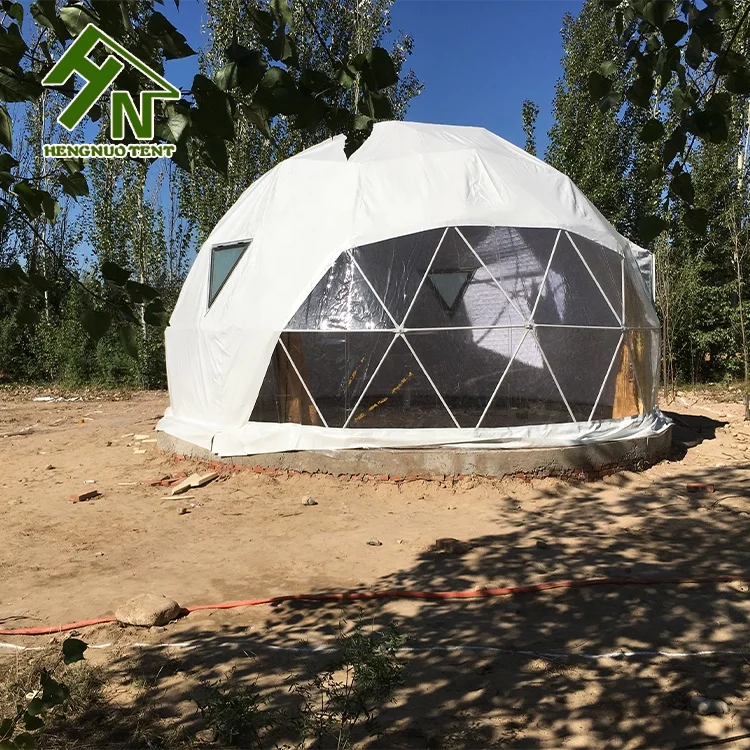 5M 6M Luxury Waterproof Hotel Resort Village Camping PVC Glamping Geodesic Dome Tent Singapore with bathroom