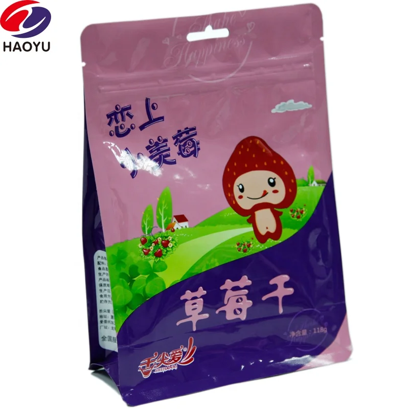 Quad seal bag side gusset square bottom zip lock transparent plastic bags for rock salt