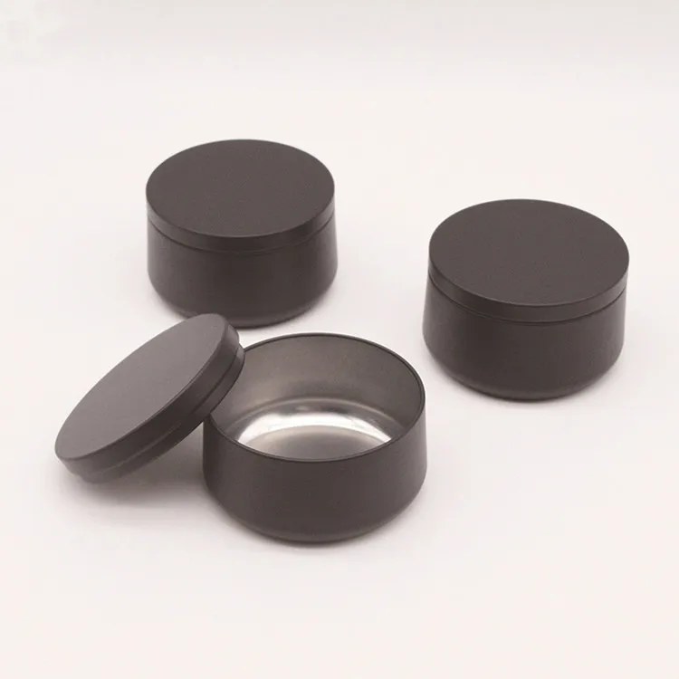 4oz 8oz Empty Black Metal can small Round candle tins container for candles making