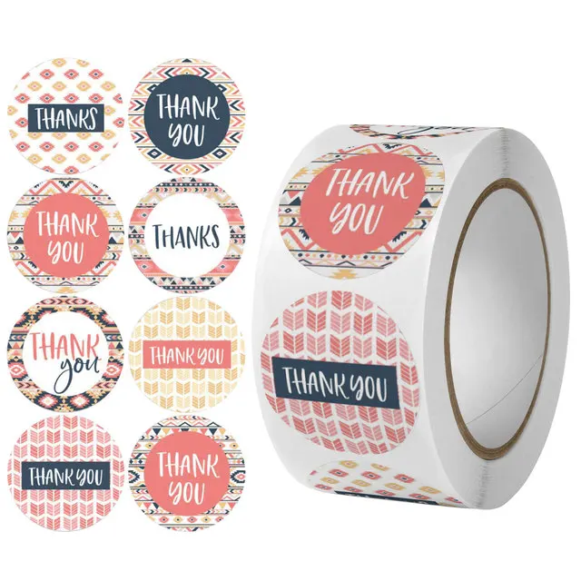New 8 kinds of patterns thank you roll sticker custom flowers holiday decoration label explosive sealing paste