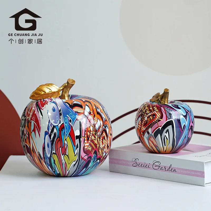 European Colorful Creative Water Transfer Printing Simulation Apple Ornaments Luxury Home Living Room Entrance TV Cabinet Fruit