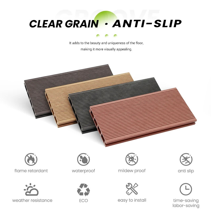 Good Quality WPC Composite Flooring Square Hole Outdoor Anti-slip Decking Floor