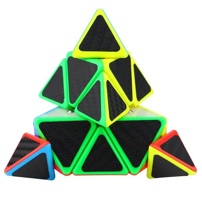 Low Price Loss Sale Pyramid Speed Cube Carbon Fiber Sticker Twisty Puzzle for Kids Stress Relief Toy Funny Kids Gift