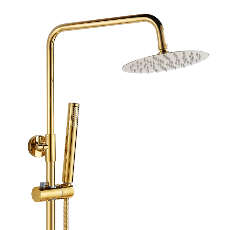 Gold Rain Shower Stainless Steel System Thermostatic Bathoroom Shower Mixer 6168G