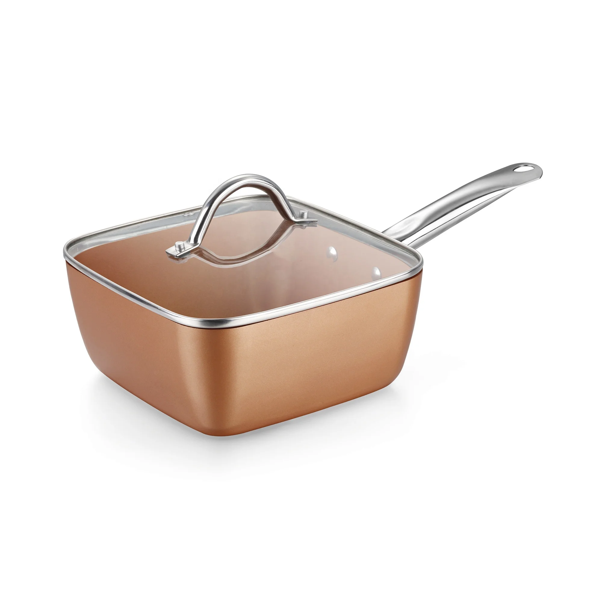
20cm latest Ceramic coating long Stainless Steel Handle Nonstick saucepan set cooking pot 
