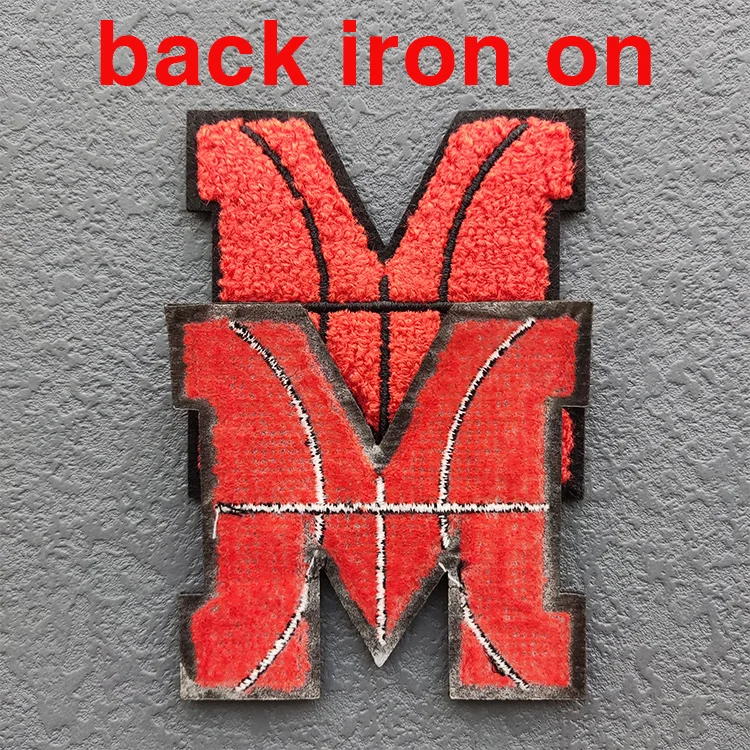 Chenille Iron On Patch Repair 26 basketball Letter Sewing Decal Custom Clothing Chenille Patches