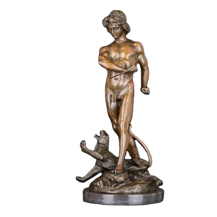 DS-503 Large Male Hunters Statue Bronze Antique Artwork Man Sculpture Figurine Collectibles Business Gift