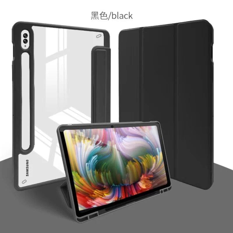 Smart Acrylic Magnetic Separation Case For Samsung A7 T500 T505 S6Lite P613 P619 A8 X200 Flip 3 Fold PU Leather Protective Cover