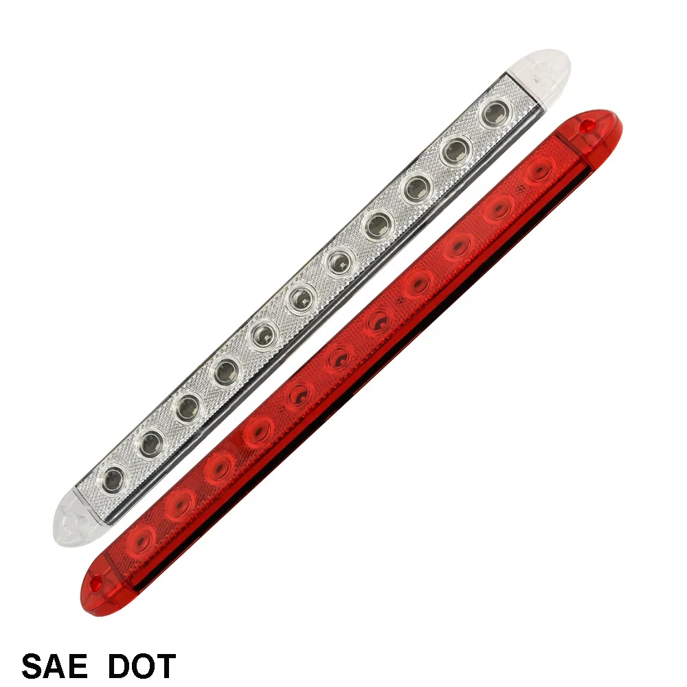16 inch Slim-Line LED Indicator Bar w/ Reflex Lens and Chrome Trim Bezel trailer led light