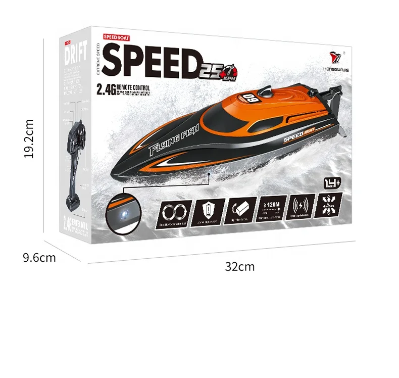 RC ship spe RC Racing Boat Yacht Strong Power 2.4G 20KM/H Self-Righting Speed Boat with LED Light