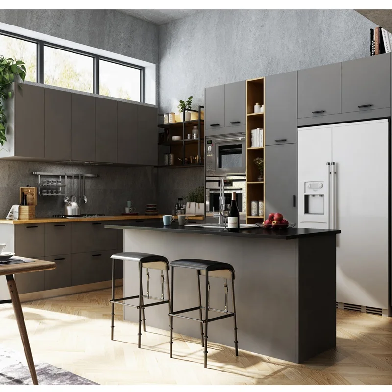China Factory Modern Design Luxury Plywood Customized Lacquer Black And White Modular Kitchen Cabinets