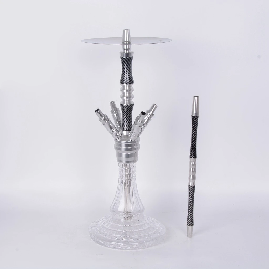 Wholesale Factory Quadruple 4 Hoses Silicone Tube Shisha Hookah Accessories Custom Logo Aluminum Shisha Hookah Set