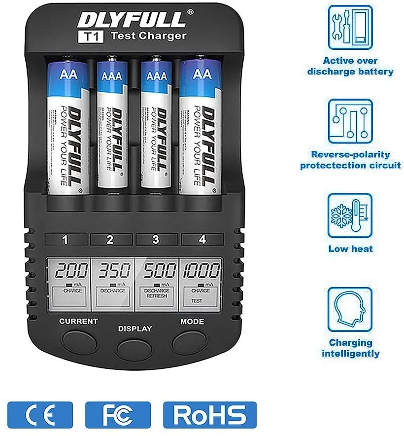 Dlyfull T1 Ni-MH/CD lcd battery charger AA AAA charger for 1.2V Ni-MH rechargeable batteries with capacity test and discharge