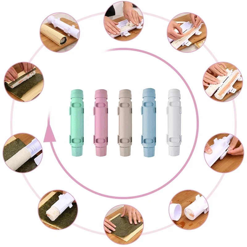 Free Shipping Kitchen Gadgets Quick Sushi Maker Roller Rice Mold Bazooka Vegetable Meat Rolling Tool DIY Sushi Making Machine