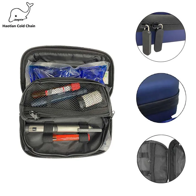 Customized Hard Insulin Cooler Travel Case with 2 Reusable Ice Packs and Temperature Detection Strip Use for Daily Life and Trip