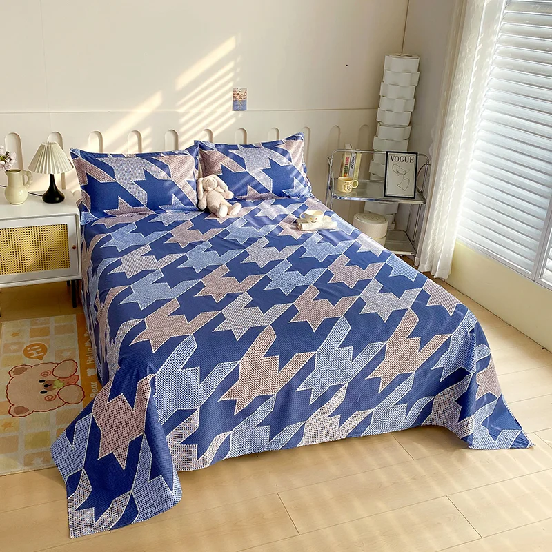 New Household Printing Flat Bed Sheet Pillowcase Wholesale Custom Right Angle Flat Sheet Set