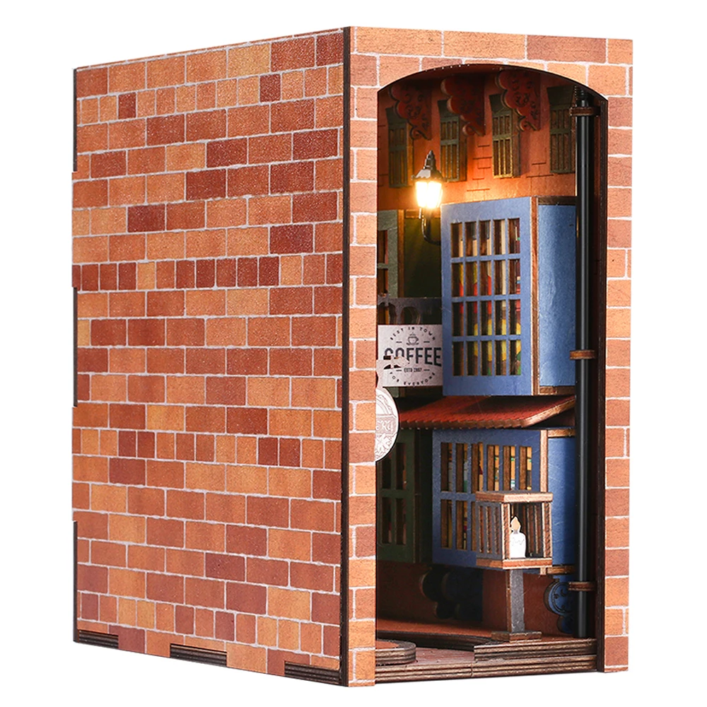 Cutebee Wood Craft Miniatures Kit Bookends For Shelves Book Nook