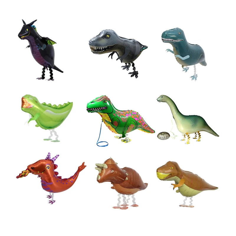 Animal Cartoon Shaped Walking Dinosaur Aluminum Foil Helium Balloons Inflatable Dinosaur Balloon for Kids Birthday Gift