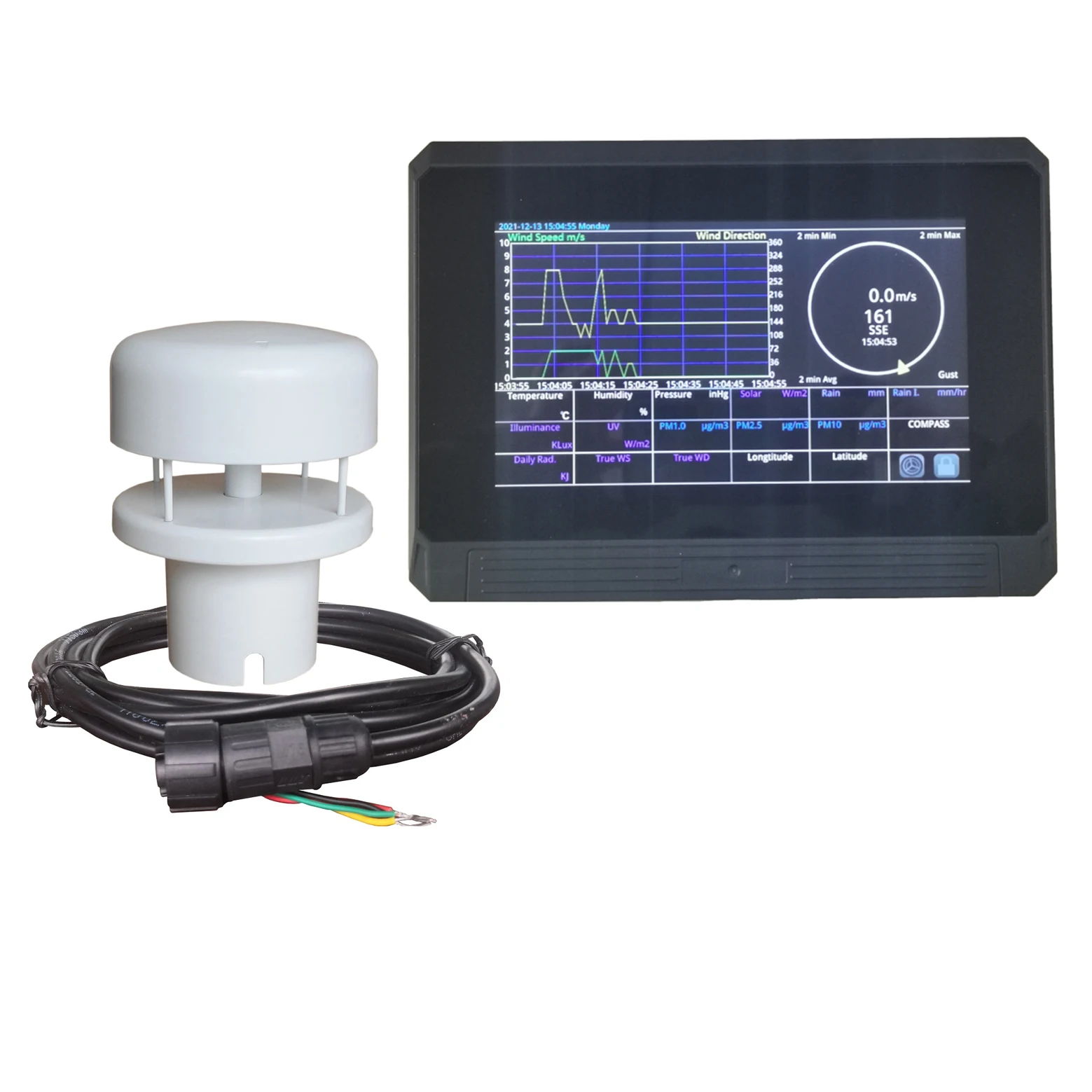 HY-WDC2E MiniUltrasonic Anemometer wind speed direction sensor with logger display console IoT LAN WIFI 4G